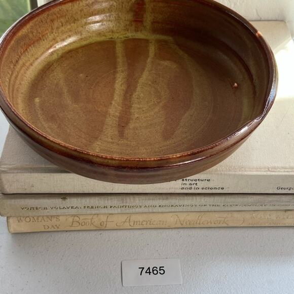 Art Studio Pottery Hand Thrown Dish Bowl Artist Stamped 9.5" - Picture 14 of 14